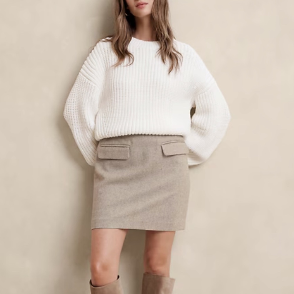 NWOT Banana Republic Wool-blend Herringbone Mini Skirt